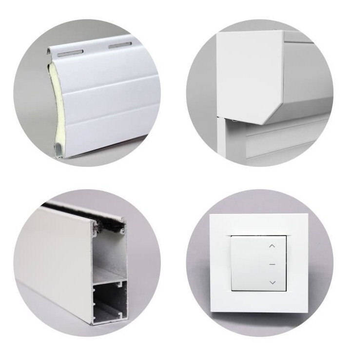 Volet roulant H220 cm x L150 cm en aluminium recoupable en largeur et