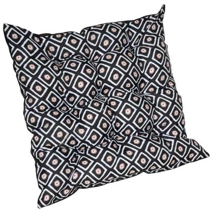 JARDIN PRIVE Assise matelas 9 Capitons Namibie - 46 x 46 x 6 cm - Noir