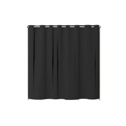 EKIPA Dressing avec rideau - 2 colonnes avec 2 tiroirs + 2 penderies - Décor chene Jackson et noir - L 198 x P 48 x H 203 cm -