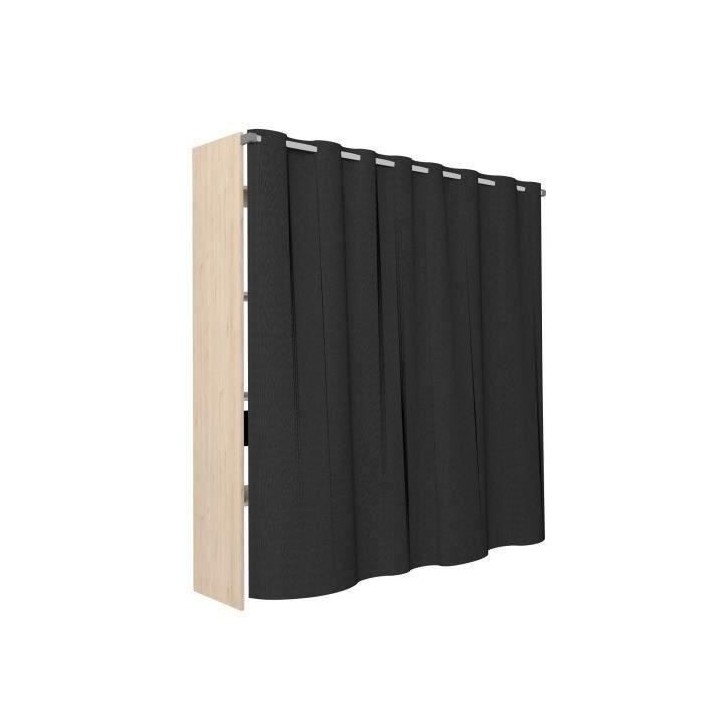 EKIPA Dressing avec rideau - 2 colonnes avec 2 tiroirs + 2 penderies -