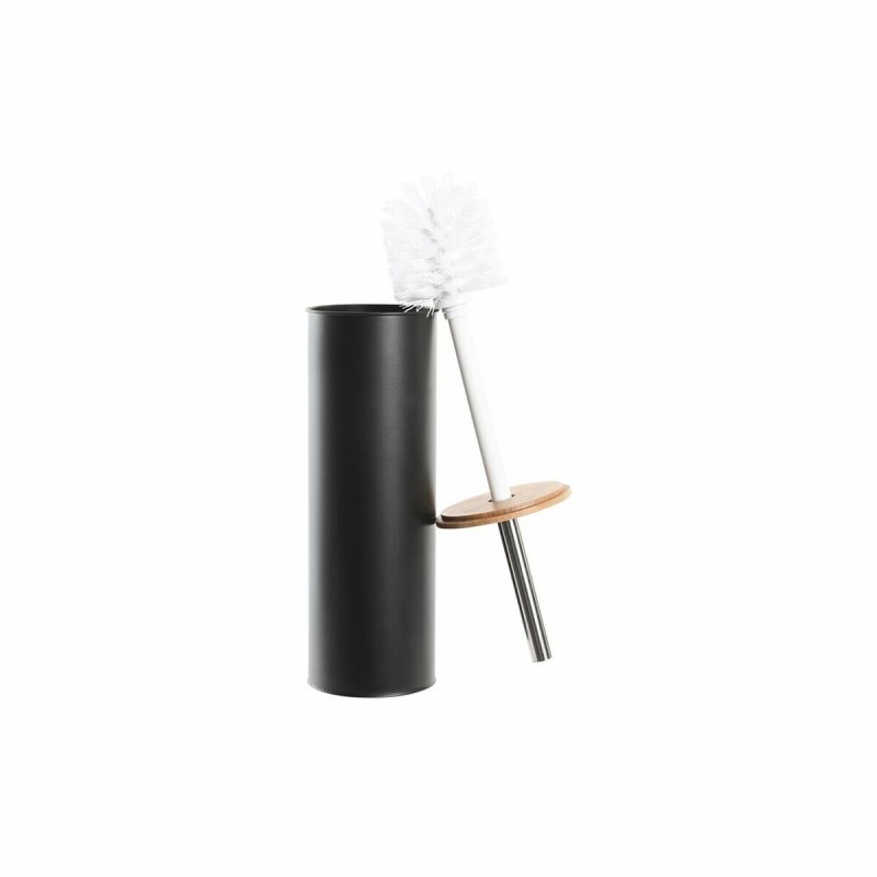 Brosse de salle de wc DKD Home Decor Noir Naturel Métal Bambou Loft 9,5 x 9,5 x 38 cm