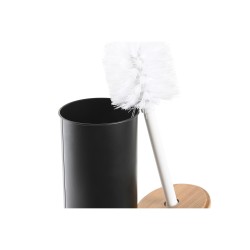 Brosse de salle de wc DKD Home Decor Noir Naturel Métal Bambou Loft 9,5 x 9,5 x 38 cm