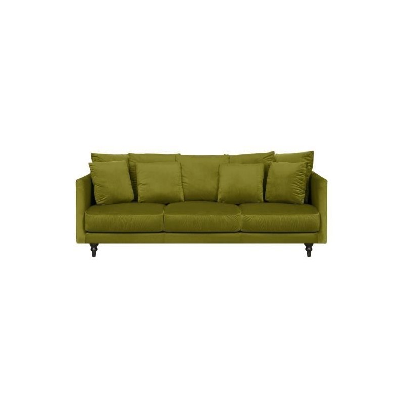 Canapé droit fixe 4 places - Velours vert sapin - Classique - CONSTANCE - L 212 x P 93 cm