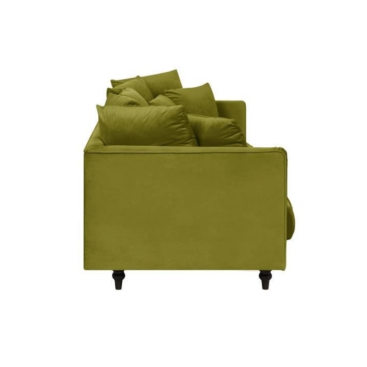 Canapé droit fixe 4 places - Velours vert sapin - Classique - CONSTAN
