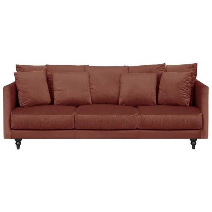 Canapé 4 Places - Velours rose terracotta - L212 x H87x P93 cm - Cons