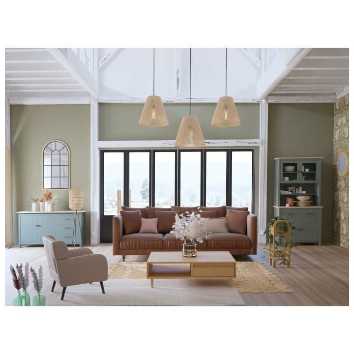 Canapé 4 Places - Velours rose terracotta - L212 x H87x P93 cm - Cons