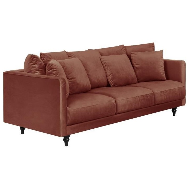 Canapé 4 Places - Velours rose terracotta - L212 x H87x P93 cm - Cons