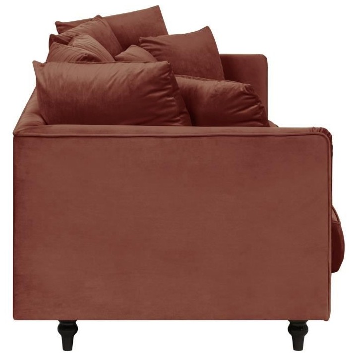 Canapé 4 Places - Velours rose terracotta - L212 x H87x P93 cm - Cons