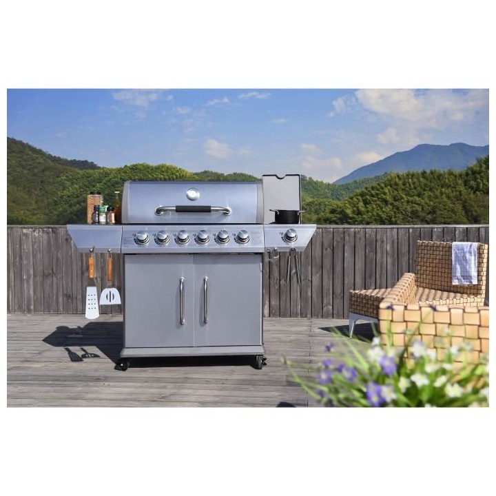 Barbecue a gaz DUKE 6 feux et brûleur latéral - Housse de protection