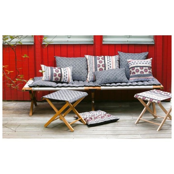 JARDIN PRIVE Assise matelas 9 Capitons Namibie - 46 x 46 x 6 cm - Noir