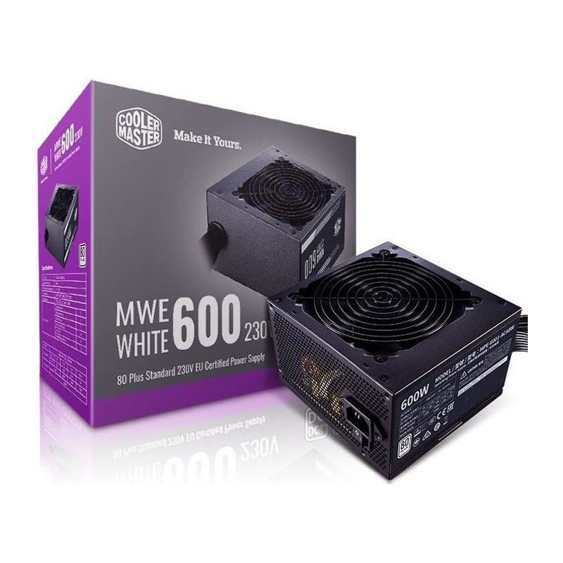 COOLER MASTER MWE White V2 600W - Alimentation 600W (Certifiée 80 Plus White Garantie 3 ans) Câbles plats noir