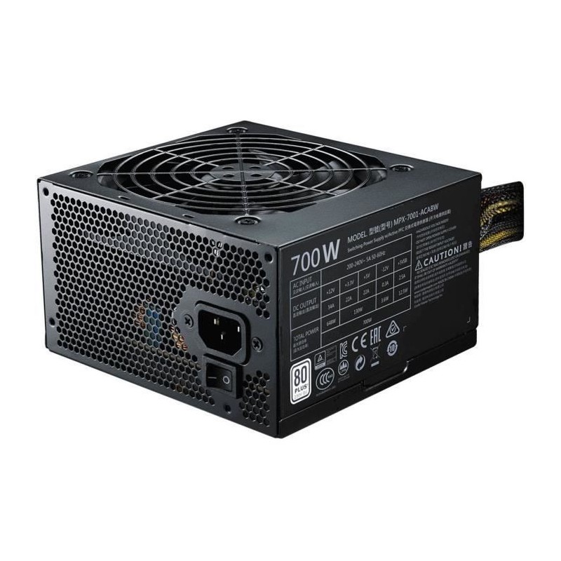 Alimentation PC -COOLER MASTER -MWE White V2 -700W (Certifiée 80 Plus White Garantie 3 ans) -Câbles plats noir (MPE-7001-ACABW