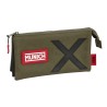 Trousse Fourre-Tout Triple Munich Class Noir Vert militaire (22 x 12 x 3 cm)