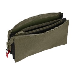 Trousse Fourre-Tout Triple Munich Class Noir Vert militaire (22 x 12 x 3 cm)