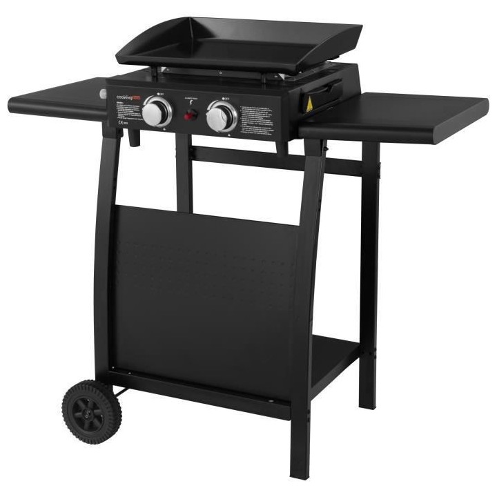 COOKING BOX Plancha gaz Valparaiso - 2 feux sur chariot - 48 x 36 cm