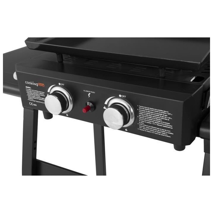 COOKING BOX Plancha gaz Valparaiso - 2 feux sur chariot - 48 x 36 cm