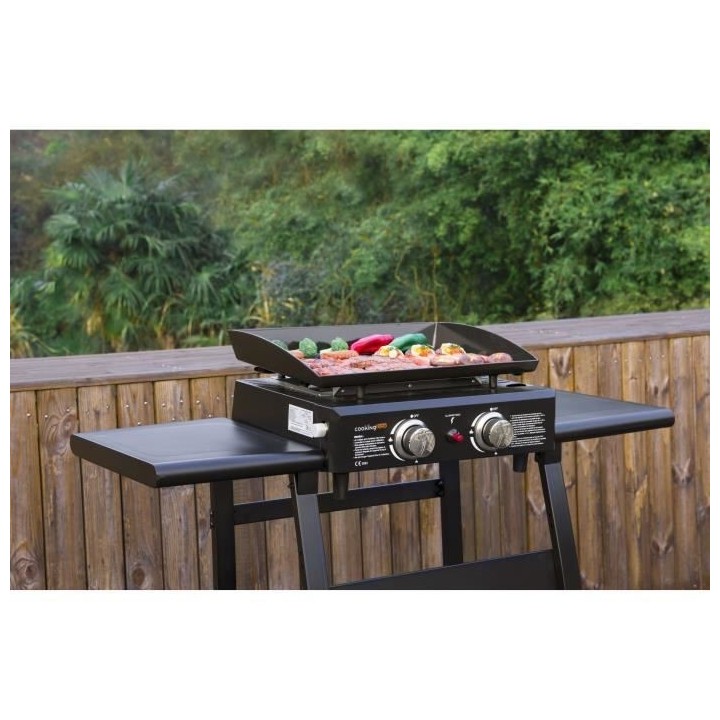 COOKING BOX Plancha gaz Valparaiso - 2 feux sur chariot - 48 x 36 cm