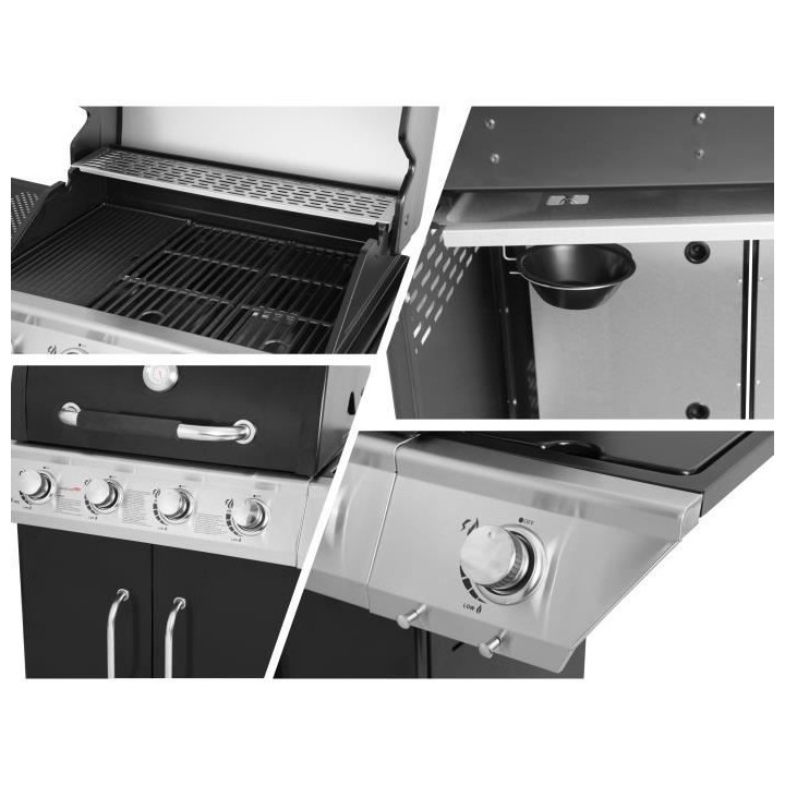 Barbecue Gaz DUKE 4 feux et brûleur latéral - Jusqu'a 14 convives -