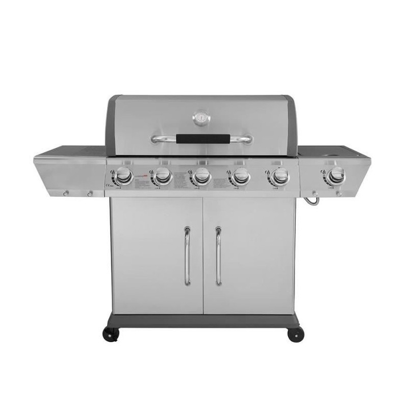 Barbecue Gaz DUKE INOX 5 feux et brûleur latéral - Jusqu'a 14 convives - Housse de protection incluse - COOKINGBOX