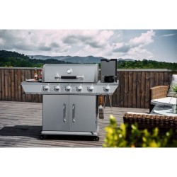 Barbecue Gaz DUKE INOX 5 feux et brûleur latéral - Jusqu'a 14 convives - Housse de protection incluse - COOKINGBOX