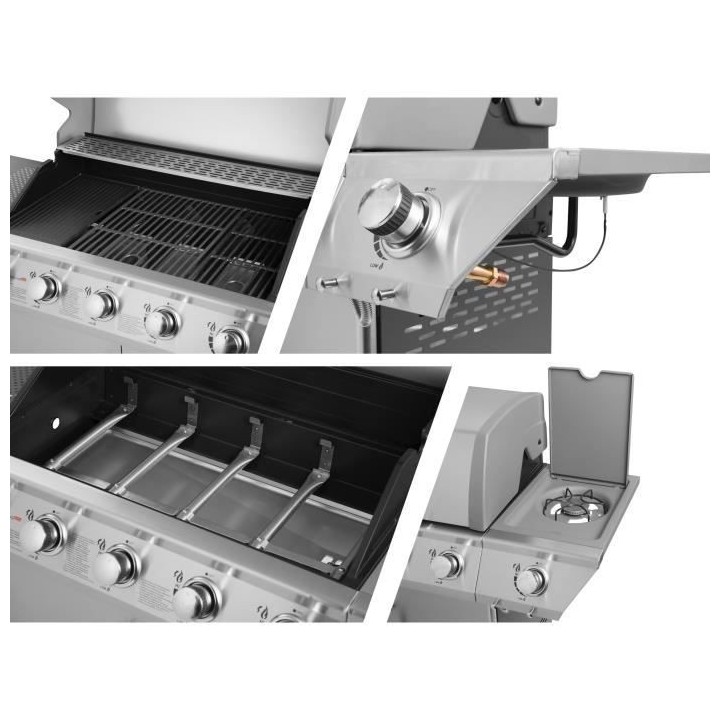 Barbecue Gaz DUKE INOX 5 feux et brûleur latéral - Jusqu'a 14 conviv