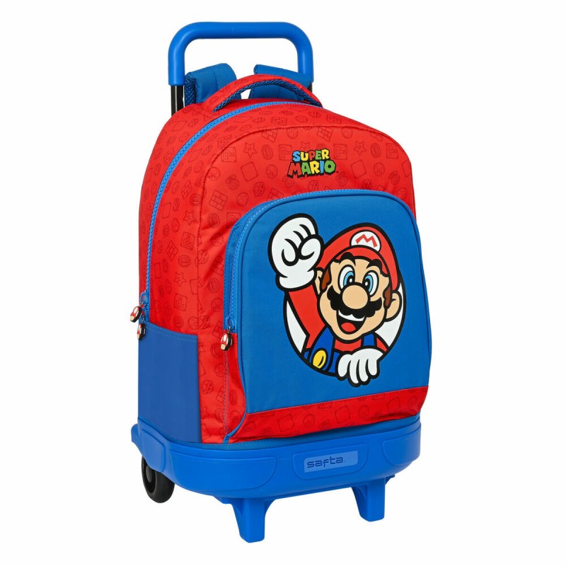 Cartable à roulettes Super Mario Rouge Bleu (33 x 45 x 22 cm)