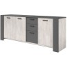 PARISOT Enfilade 3 portes et 3 tiroirs - Décor gris - LOFT - L 220 x P 52 x H 86,5 cm