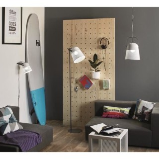 COREP Lampadaire abat-jour articulé - Métal - H145cm - Blanc et gris