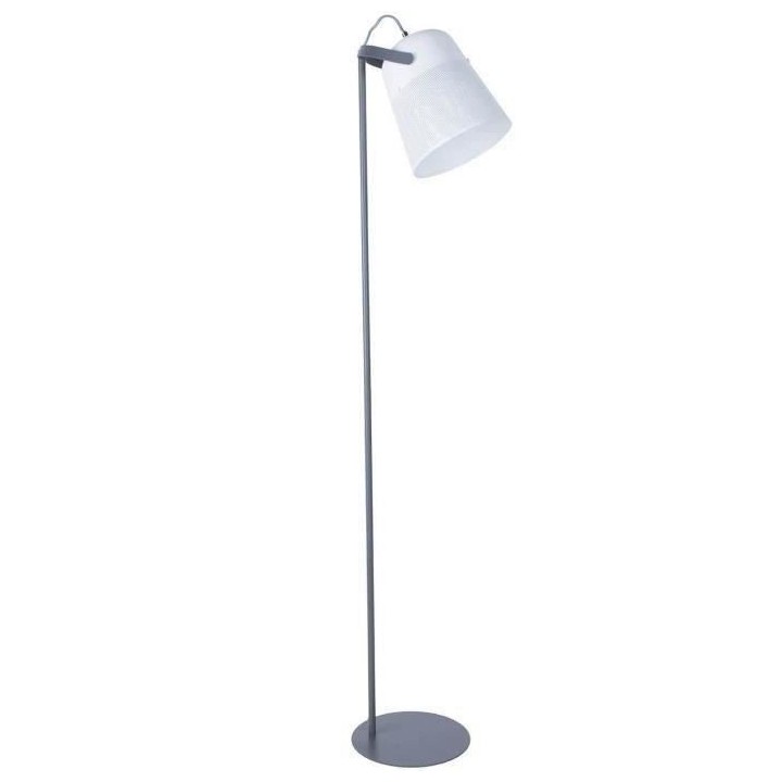 COREP Lampadaire abat-jour articulé - Métal - H145cm - Blanc et gris