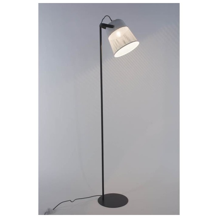 COREP Lampadaire abat-jour articulé - Métal - H145cm - Blanc et gris