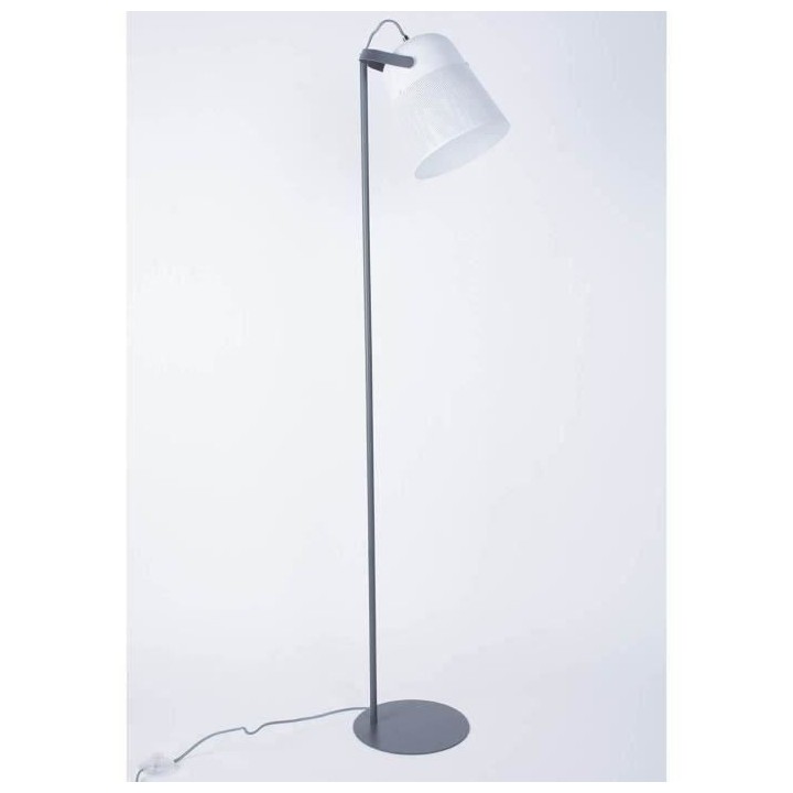 COREP Lampadaire abat-jour articulé - Métal - H145cm - Blanc et gris