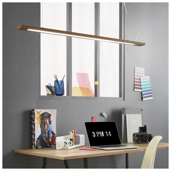 Suspension Malmo - LED intégrée - Bois - 100 x 5 x 125 cm - COREP