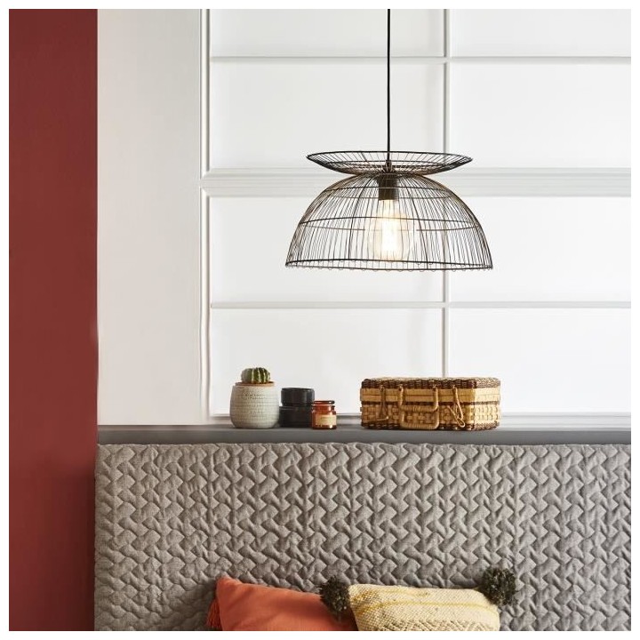 Suspension en métal - Cylindrique - Style classique - Noir - Fil D38