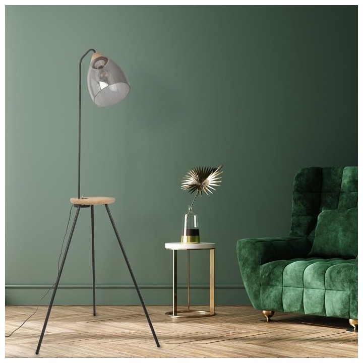 COREP Lampadaire avec chargeur USB et tablette - Métal et verre - Ø