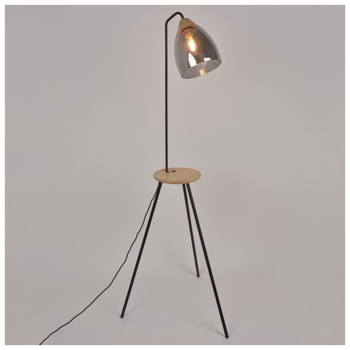 COREP Lampadaire avec chargeur USB et tablette - Métal et verre - Ø