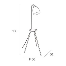 COREP Lampadaire avec chargeur USB et tablette - Métal et verre - Ø 66 x H160 cm