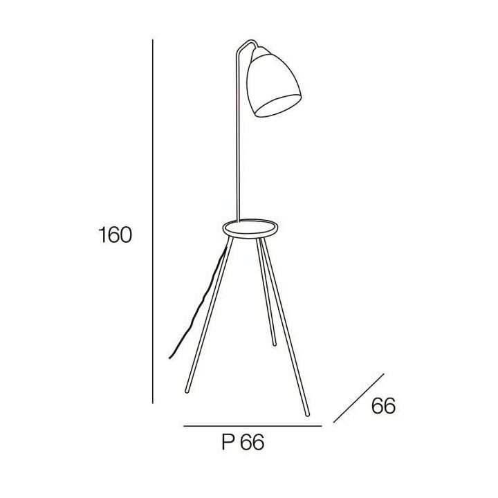 COREP Lampadaire avec chargeur USB et tablette - Métal et verre - Ø