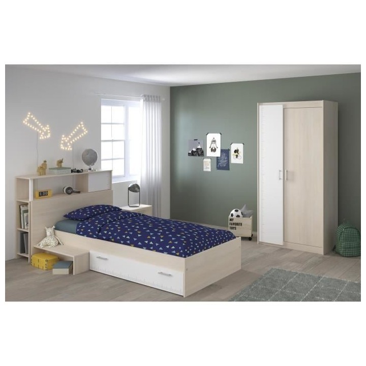 PARISOT Chambre enfant complete - Tete de lit + lit + armoire - Style