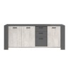 PARISOT Enfilade 3 portes et 3 tiroirs - Décor gris - LOFT - L 220 x P 52 x H 86,5 cm