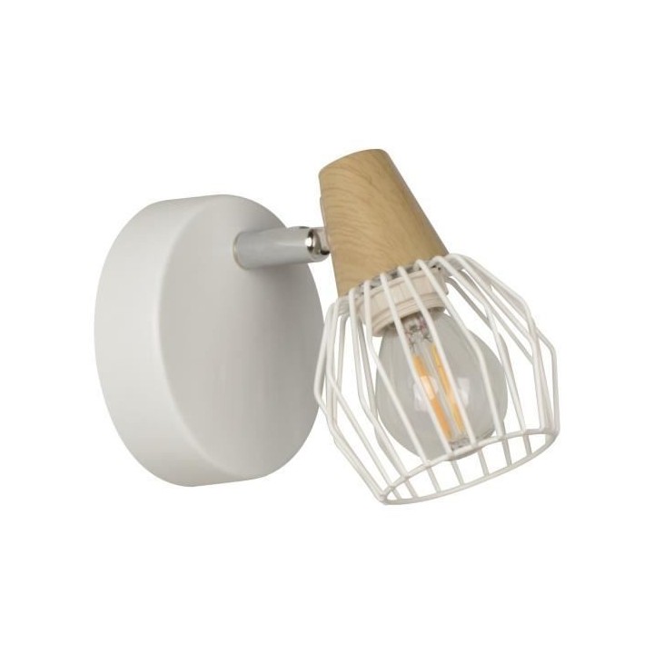 COREP Spot 1L Tyron base en métal filaire - E14 40 W - Blanc et natur