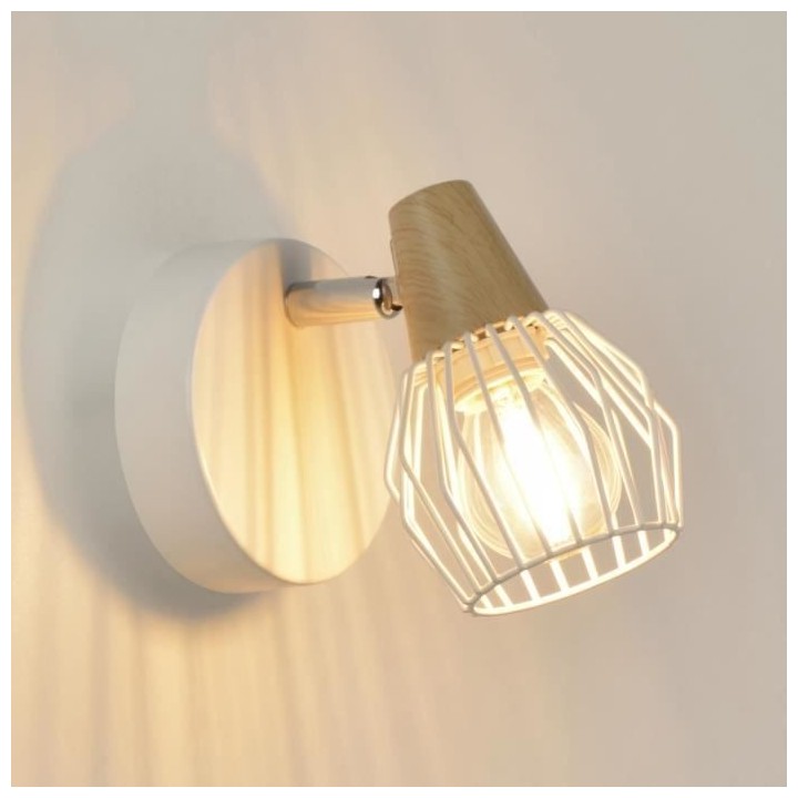 COREP Spot 1L Tyron base en métal filaire - E14 40 W - Blanc et natur