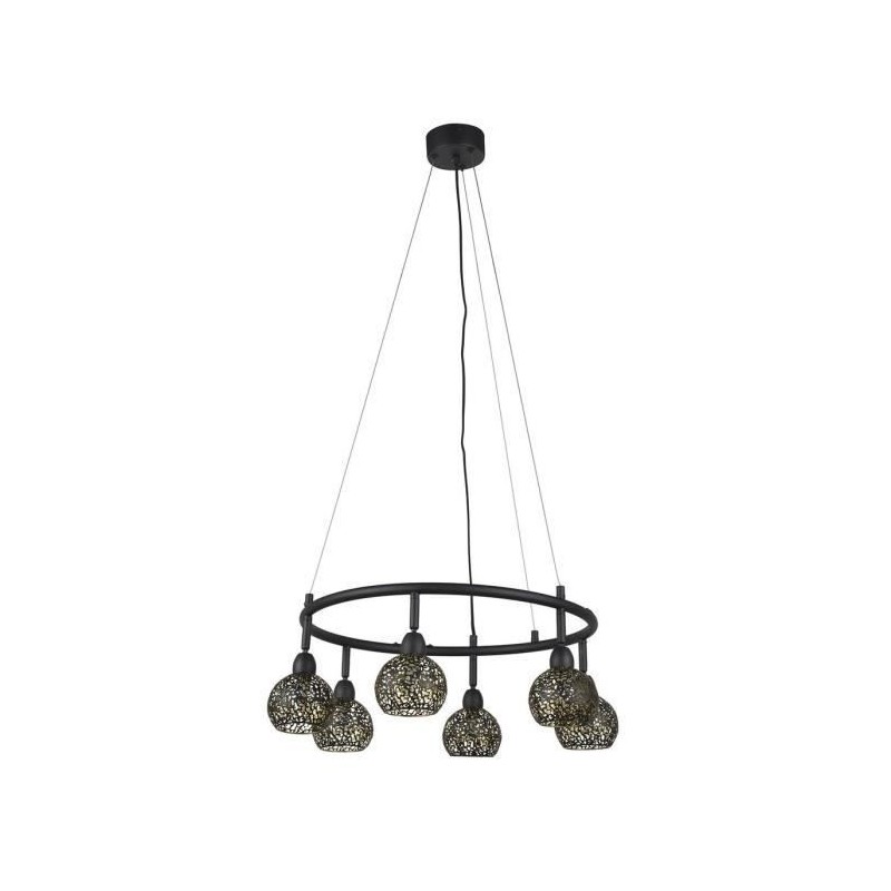 COREP Suspension en métal Dalila - H 30 cm - 33 W - Noir sablé et laiton