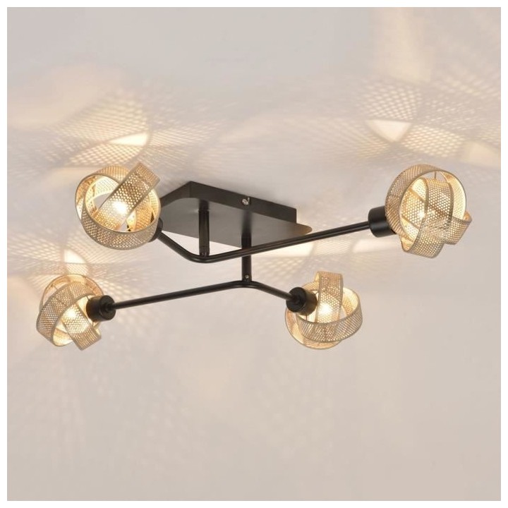 COREP Plafonnier 4 lumieres en métal Ring - H 14 cm - 33 W - Champagn