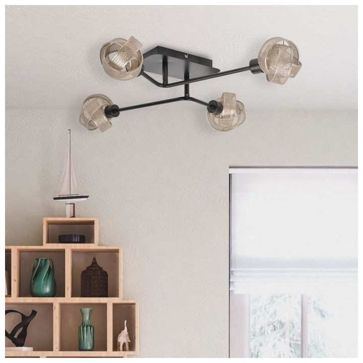 COREP Plafonnier 4 lumieres en métal Ring - H 14 cm - 33 W - Champagn