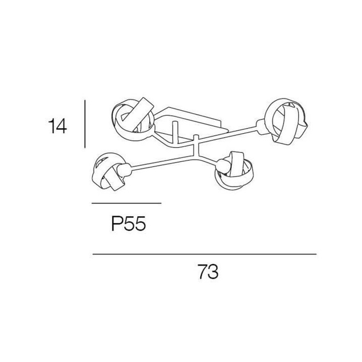 COREP Plafonnier 4 lumieres en métal Ring - H 14 cm - 33 W - Champagn