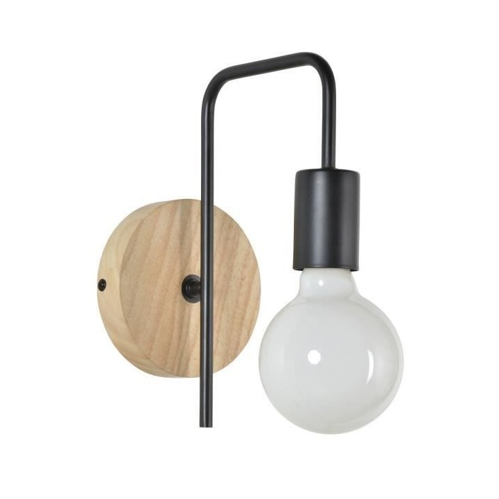 COREP Applique Berkley base ronde en bois naturel patiné et métal pe