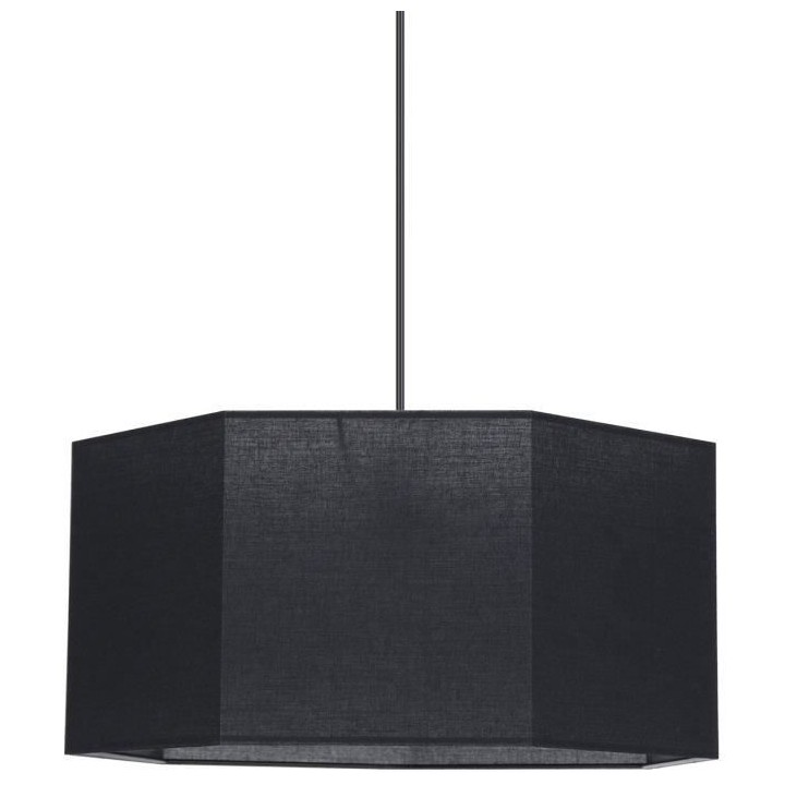 Suspension - Coton - Hexagonale - E27 - Ø38-H19 cm - Noir