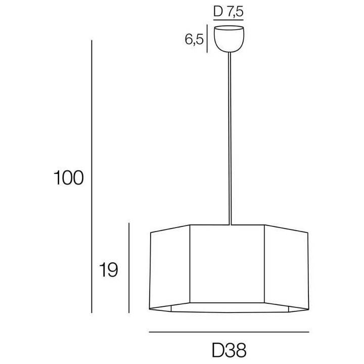 Suspension - Coton - Hexagonale - E27 - Ø38-H19 cm - Noir