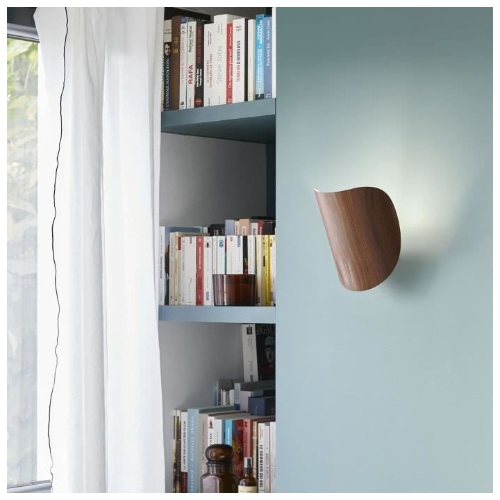 Applique Oscar - Métal - Style années 50 - E27 - L17 cm - Bois fonc