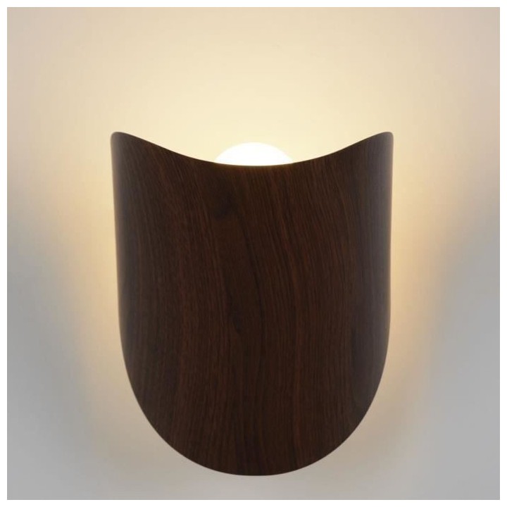 Applique Oscar - Métal - Style années 50 - E27 - L17 cm - Bois fonc